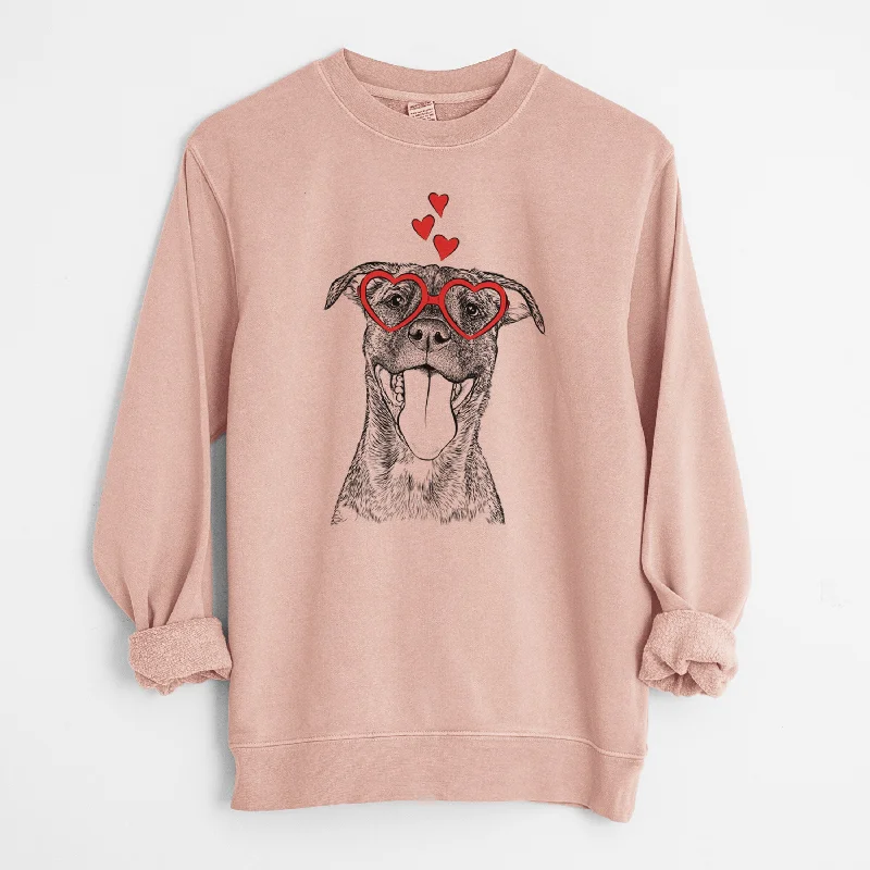 Early Access Valentine Harley the Pitbull Mix - Unisex Pigment Dyed Crew Sweatshirt