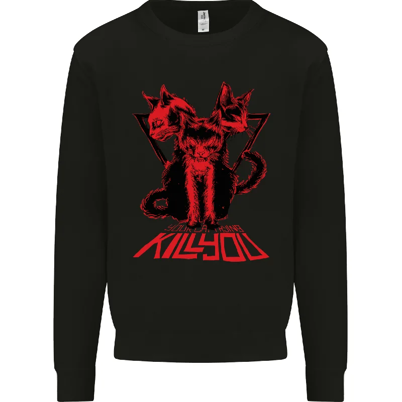 Big Savings Demonic Cats Halloween Horror Witch Demons Mens Sweatshirt Jumper