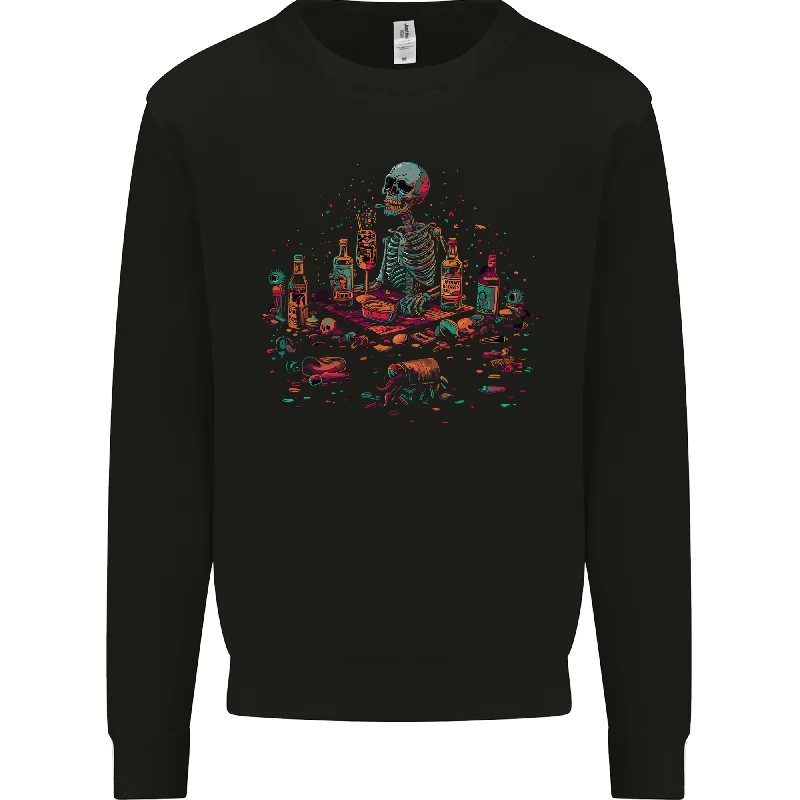 New Markdowns Debauchery Death Skull Alcohol Beer Weed Mens Sweatshirt Jumper
