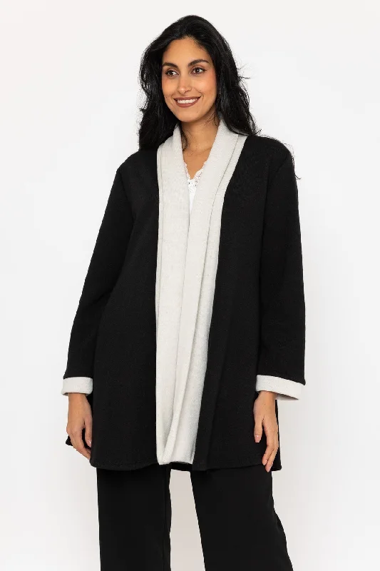 Don't Wait Black & White Contrast Shawl Cardigan