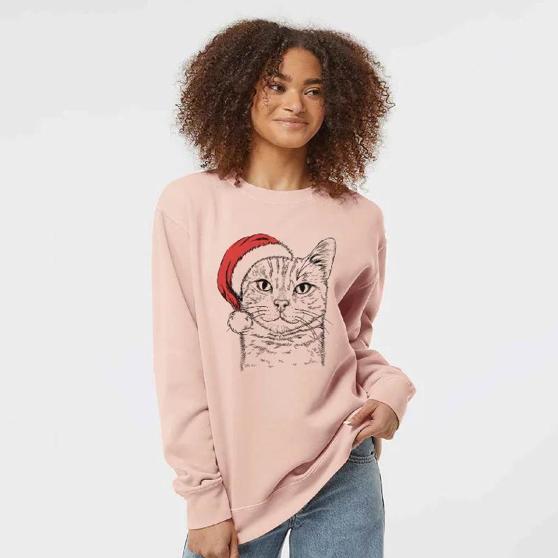 Great Bargains Santa Ginger Tom the Tabby Cat - Unisex Pigment Dyed Crew Sweatshirt