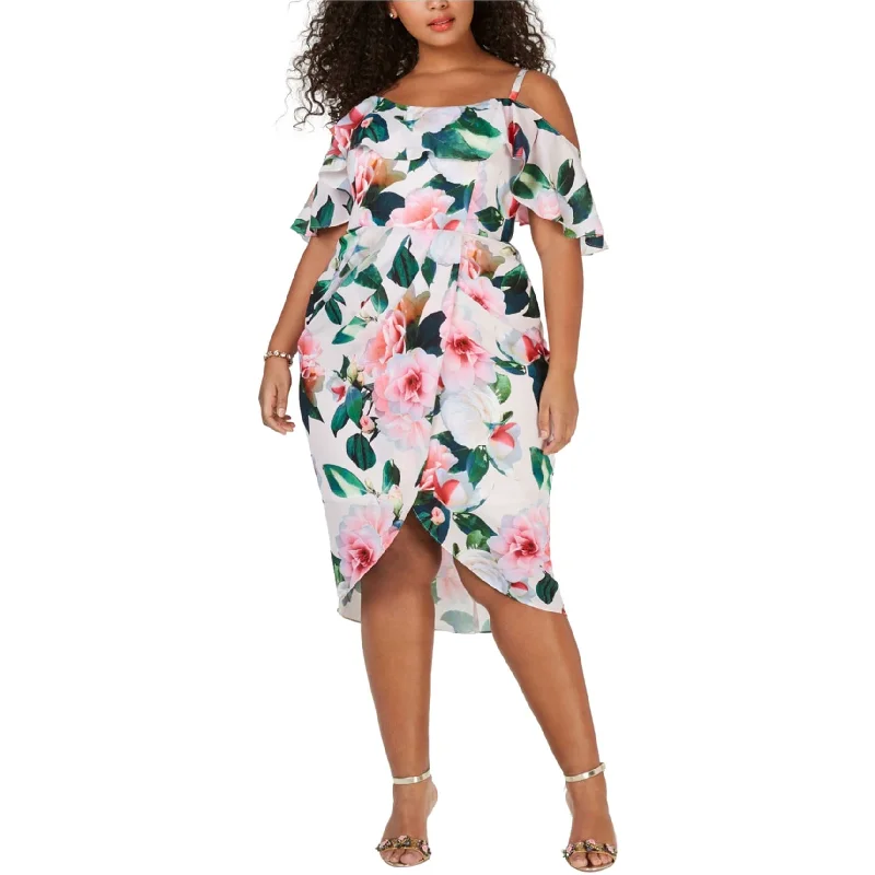 Savings Galore shift dressCity Chic Womens Faux-Wrap Midi Dress, White, 24W