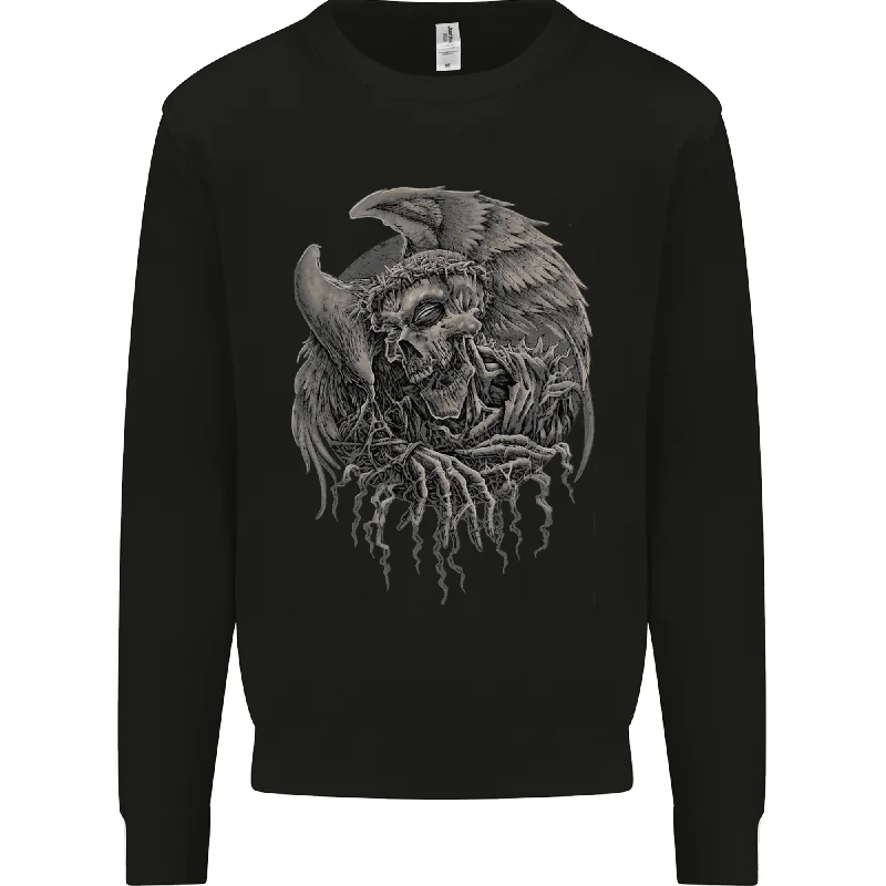 Mega Sale lightweight workout sweatshirtAngel Skull of Death Biker Motorbike Gothic Mens Sweatshirt Jumper
