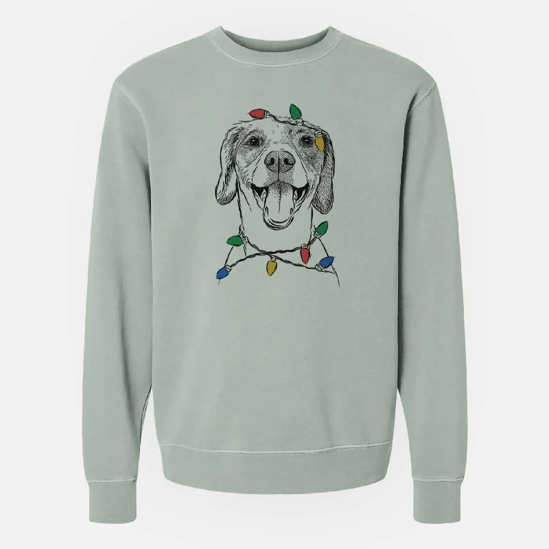 Price Rollback Christmas Lights Obi the Beagle Mix - Unisex Pigment Dyed Crew Sweatshirt Price Rollback Christmas Lights Obi the Beagle Mix - Unisex Pigment Dyed Crew Sweatshirt