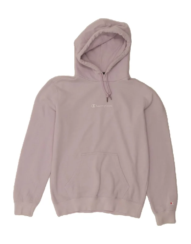 CHAMPION Mens Graphic Hoodie Jumper Small Pink Cotton