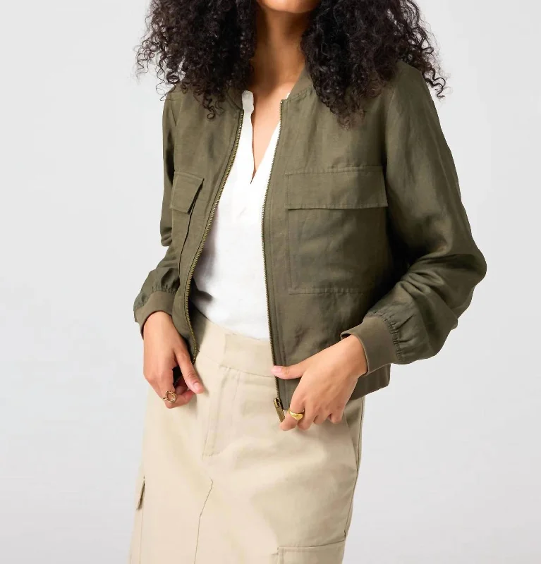 Eve Bomber Jacket In Burnt Olive