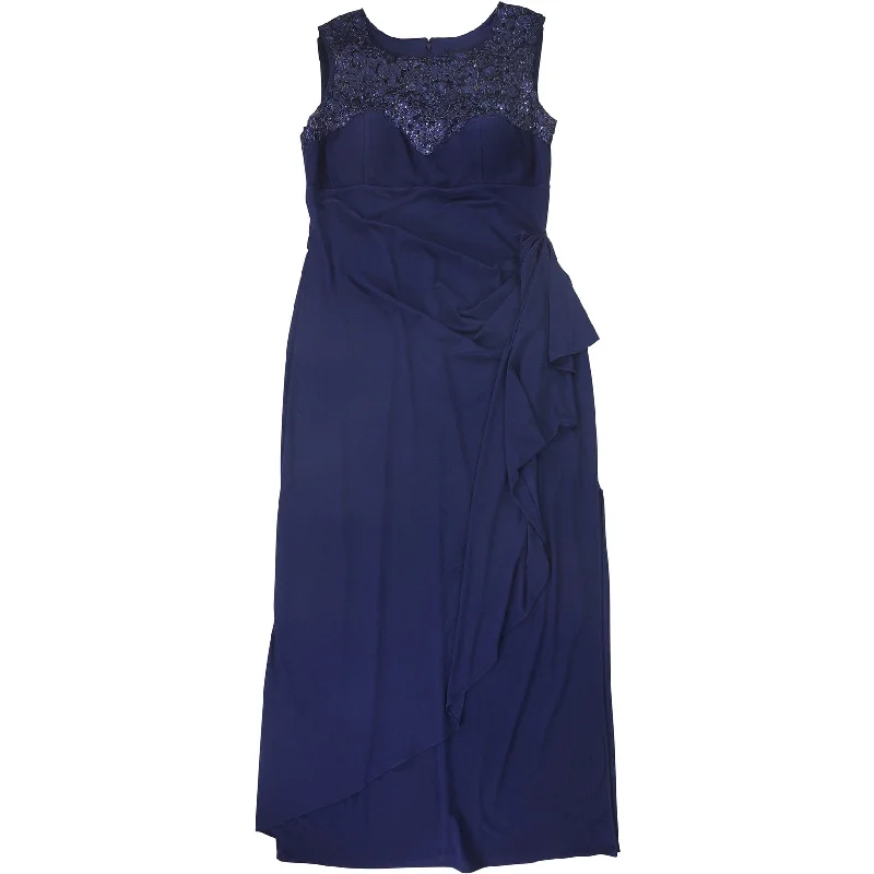 Act Fast ruffle dressR&M Richards Womens Sequin Top Gown Dress, Blue, 16