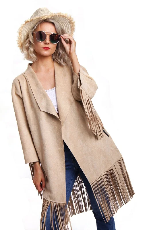 Blowout Deals faux fur coatFaux Suede Fringed Festival Jacket
