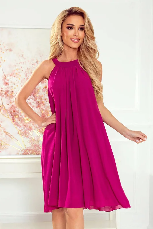 Hurry In fitted dressNumoco 350-7 ALIZEE - chiffon dress with a binding - color fuchsia Hurry In fitted dressNumoco 350-7 ALIZEE - chiffon dress with a binding - color fuchsia