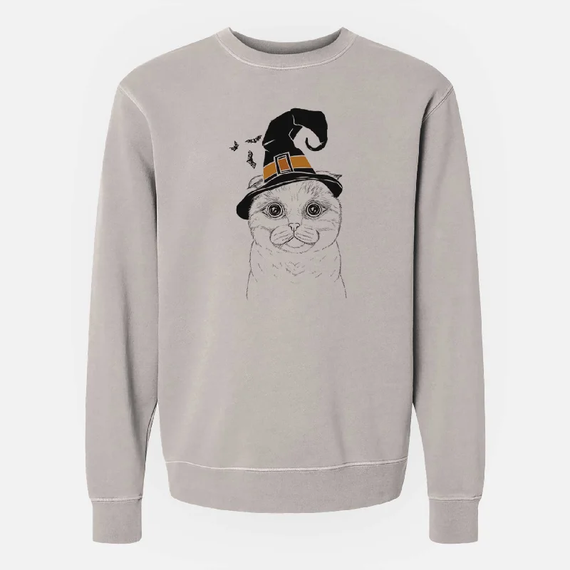 Instant Savings Witch Neko the Scottish Fold Cat - Unisex Pigment Dyed Crew Sweatshirt
