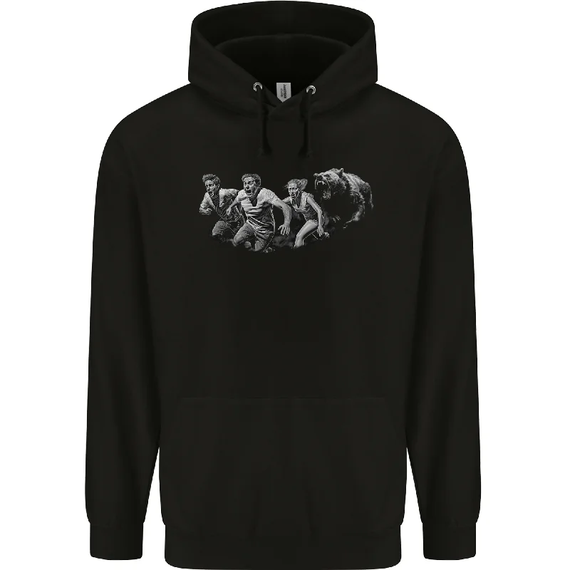 Steals and Deals zip-up hoodie for gymA Grizzly Bear Chasing Hiking Camping Travelling Mens 80% Cotton Hoodie