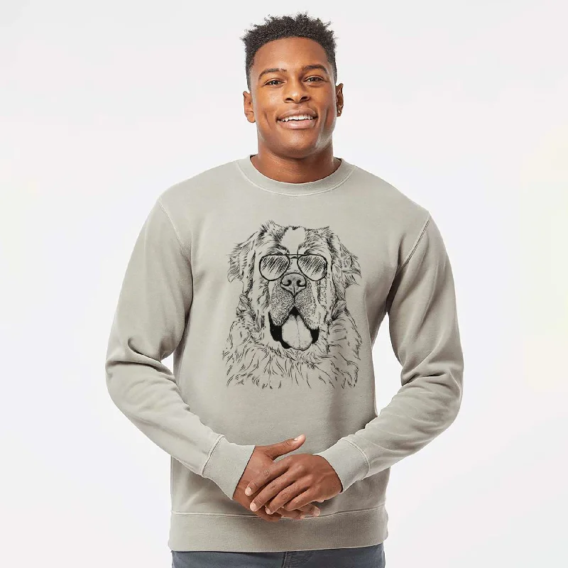 Price Meltdown Aviator Hoss the Saint Bernard - Unisex Pigment Dyed Crew Sweatshirt