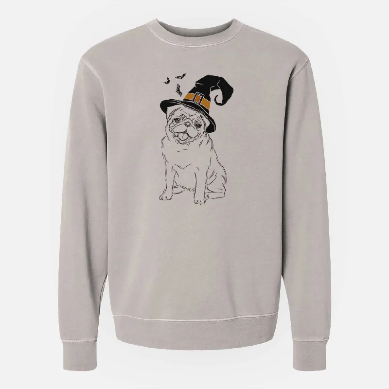Price Reduction Witch Higgins the Pug - Unisex Pigment Dyed Crew Sweatshirt