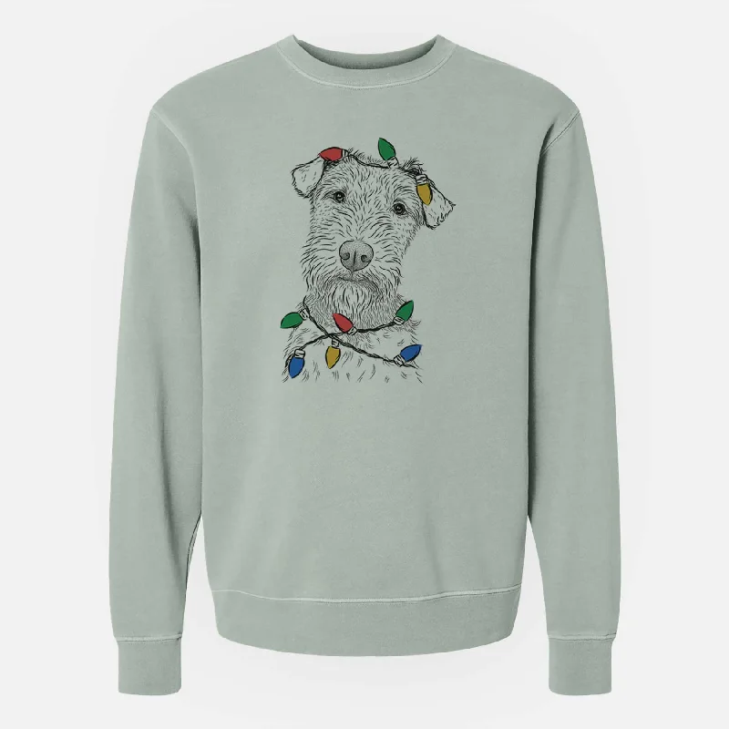 Limited Time Discount Christmas Lights Kiara the Welsh Terrier - Unisex Pigment Dyed Crew Sweatshirt