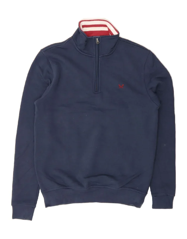Today’s Deal CREW CLOTHING Mens Zip Neck Sweatshirt Jumper Medium Navy Blue Cotton