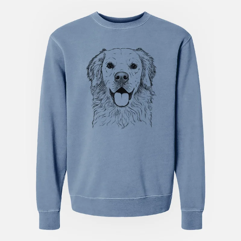 Huge Savings long-sleeve athletic hoodieBare Juniper the Golden Retriever - Unisex Pigment Dyed Crew Sweatshirt
