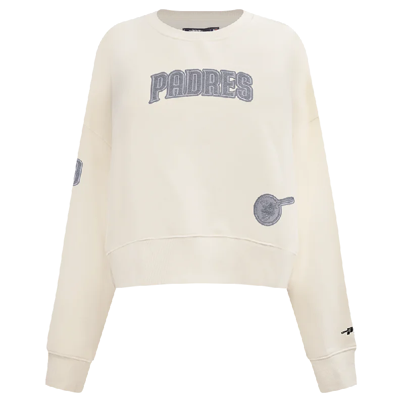 Year-End Sale MLB SAN DIEGO PADRES REVERSE FRENCH TERRY WOMEN'S FLC CREWNECK (EGGSHELL)