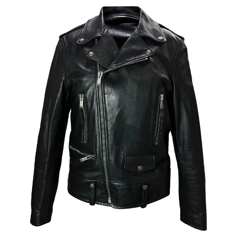 Saint Laurent Slim-Fit Biker Jacket in Black Leather