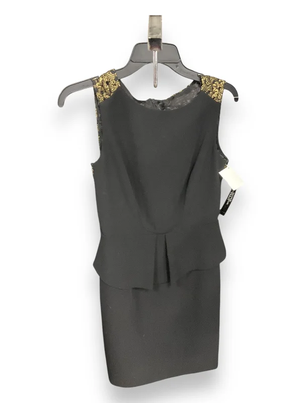 spaghetti strap dressDress Party Midi By Tahari By Arthur Levine In Black & Gold, Size: 4