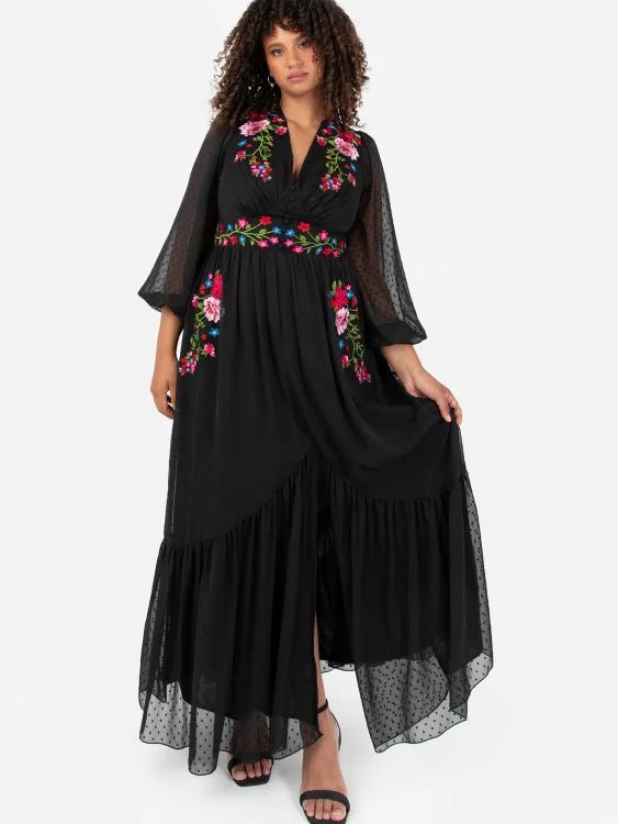 Super Sale casual shift dressLovedrobe Luxe Plus Size Black Floral Embroidered Maxi Dress Super Sale casual shift dressLovedrobe Luxe Plus Size Black Floral Embroidered Maxi Dress