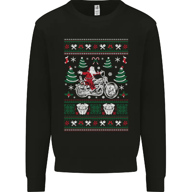 Fantastic Deals Christmas Biker Santa Motorbike Motorcycle Mens Sweatshirt Jumper