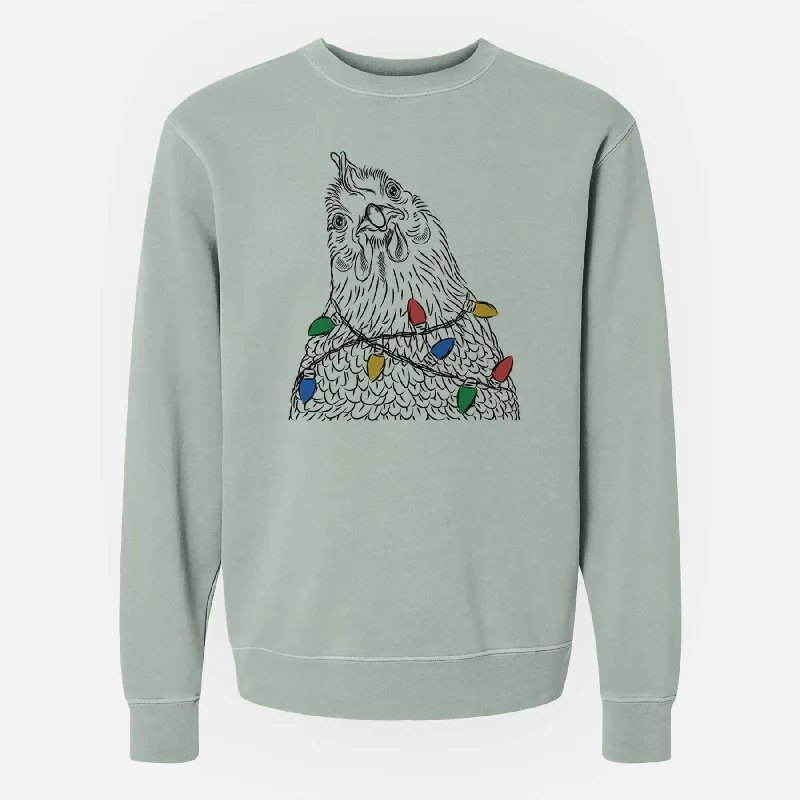 Extra Discounts Christmas Lights Henrietta the Chicken - Unisex Pigment Dyed Crew Sweatshirt