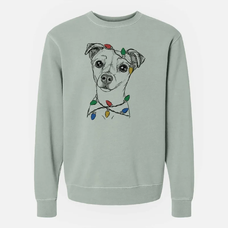 Limited Stock Christmas Lights Izzy the Chiweenie - Unisex Pigment Dyed Crew Sweatshirt