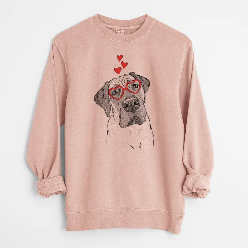 Big Savings Valentine Nutterbutter the English Mastiff - Unisex Pigment Dyed Crew Sweatshirt