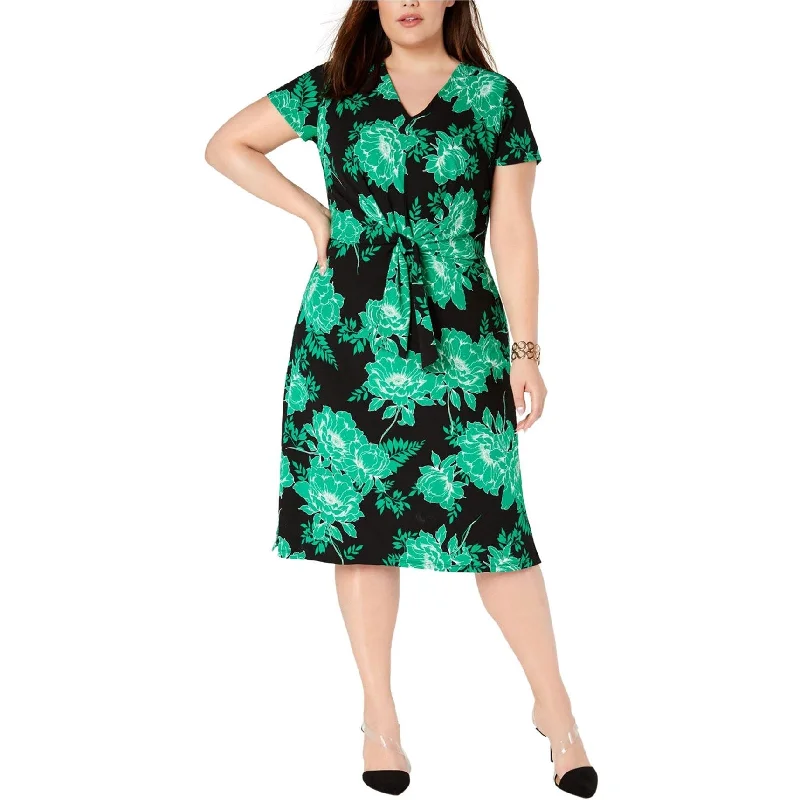 Fantastic Offers tiered dressI-N-C Womens Twist Front Midi Dress, Green, 2X