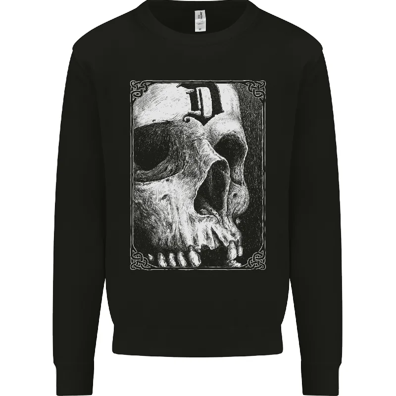 Reduced Prices D for Death Skull Heavy Metal Biker Mens Sweatshirt Jumper