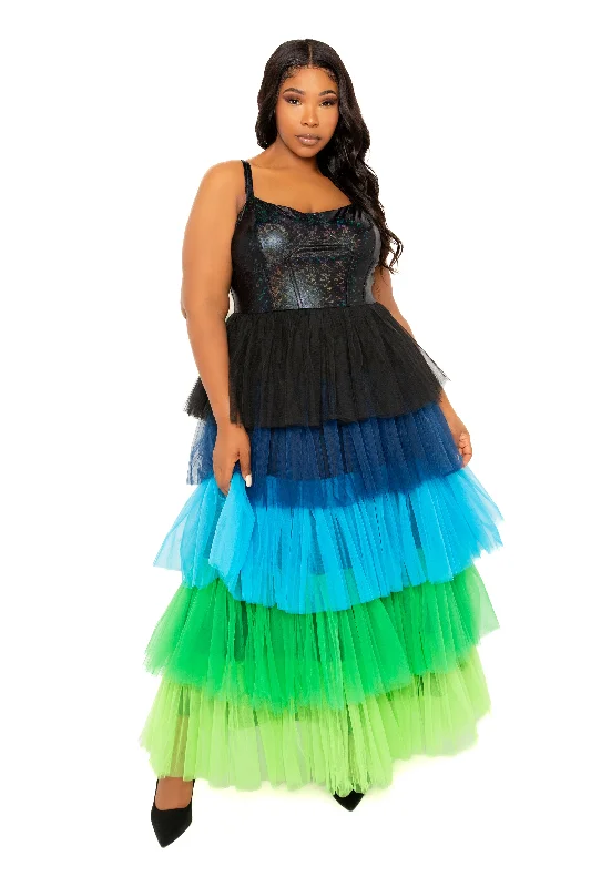Savings Galore boho-chic dressColorful Tiered Tulle Dress