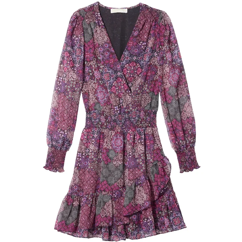 Extra Discounts denim dressMichael Kors Womens Patchwork Ruffled Dress