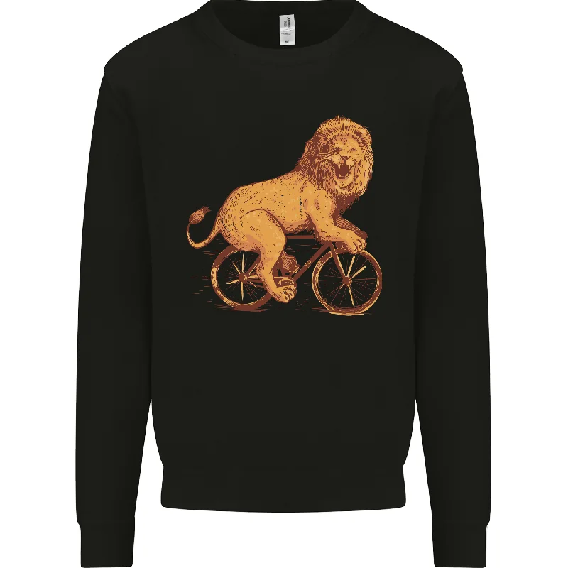 Lowest Prices Cycling A Lion Riding a Bicycle Mens Sweatshirt Jumper