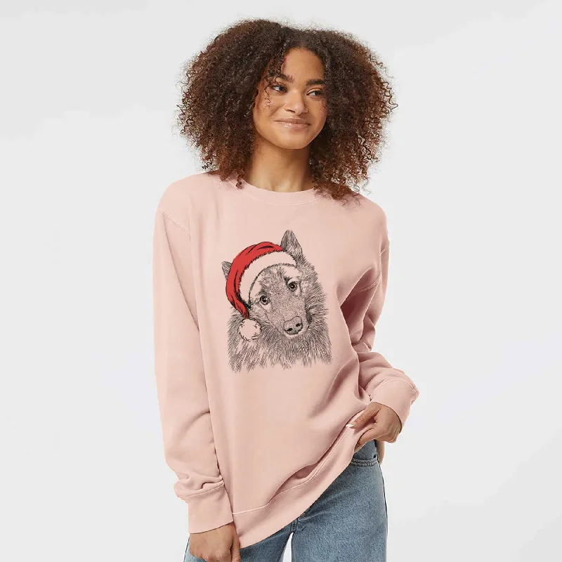 Deal Dash Santa Mr. Maverick the Keeshond - Unisex Pigment Dyed Crew Sweatshirt