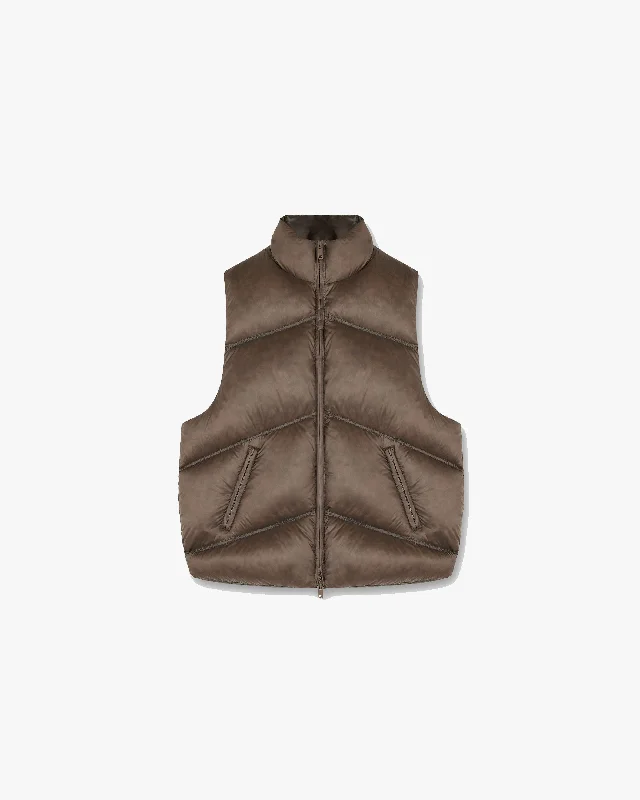 Online Only contemporary trench coatWashed Puffer Gilet - Brown