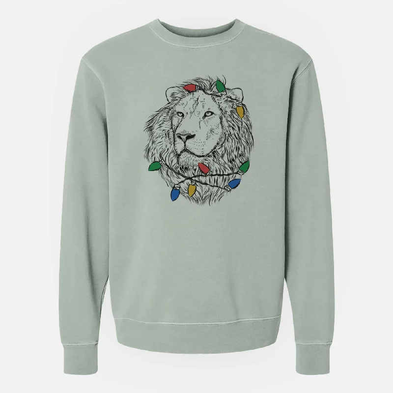 Incredible Offers Christmas Lights Lenny the Lion - Unisex Pigment Dyed Crew Sweatshirt
