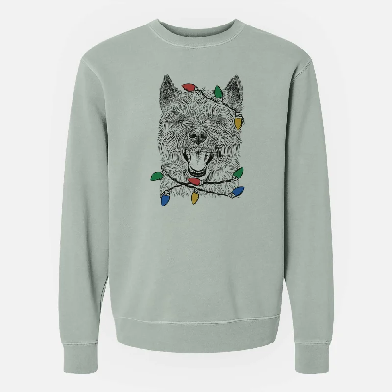 Instant Discount Christmas Lights Jeff the Cairn Terrier - Unisex Pigment Dyed Crew Sweatshirt