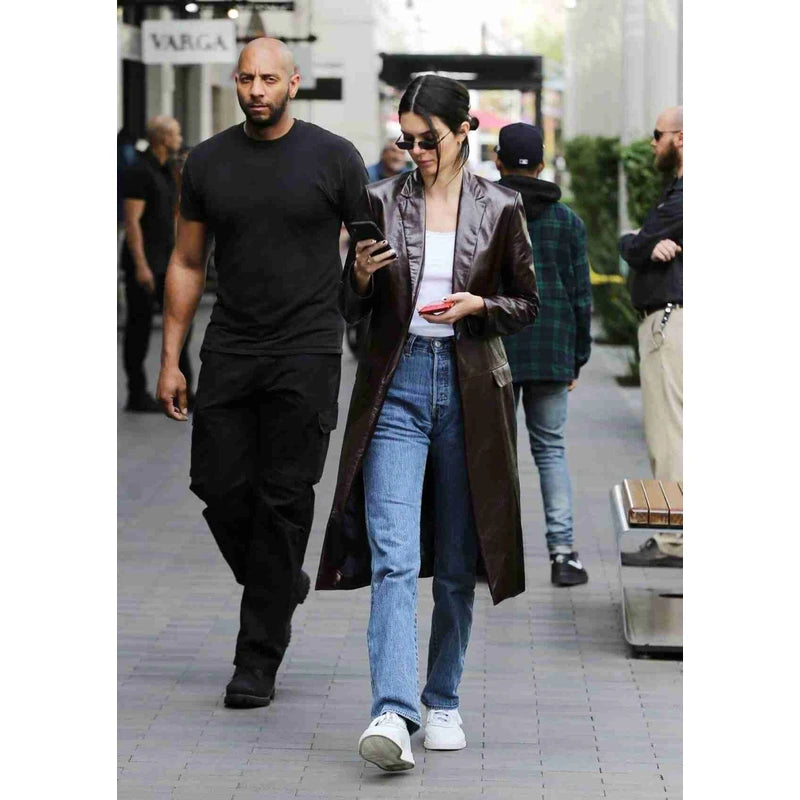 Steals and Deals chic padded coatKendall Jenner Brown Leather Coat