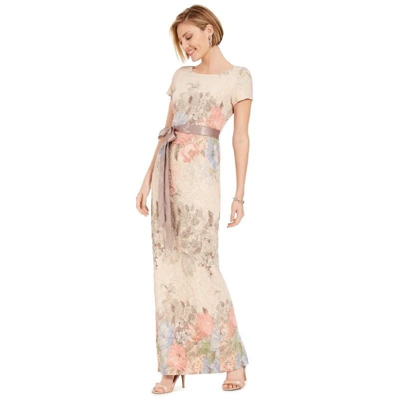 Price Slash long sleeve dressAdrianna Papell Womens Jacquard Column Gown Dress, Pink, 12 Price Slash long sleeve dressAdrianna Papell Womens Jacquard Column Gown Dress, Pink, 12