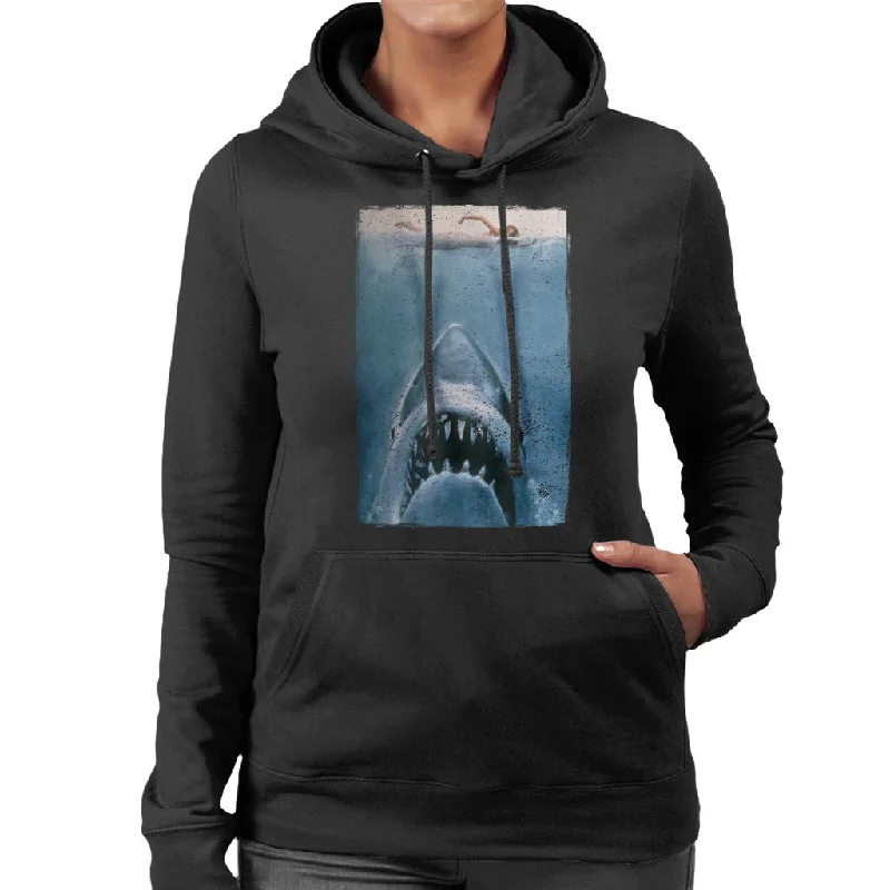 Bargain Blast cozy hooded sweatshirtJaws Classic Poster Stalking Prey Women's Hooded Sweatshirt
