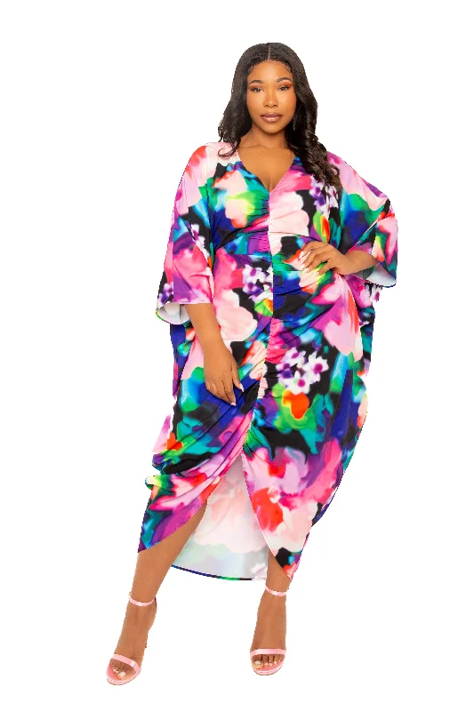 Super Bargain sleek dressPrinted Cinch Waist Kaftan Dress