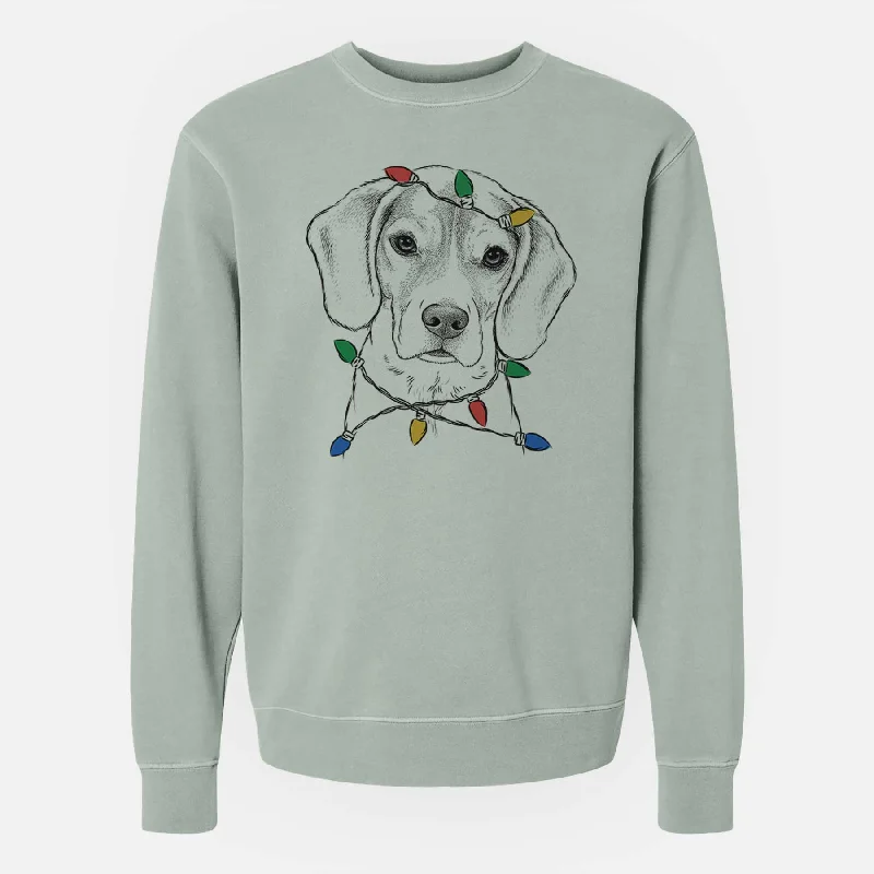 Super Bargain sporty casual hoodieChristmas Lights Thea the Beagle - Unisex Pigment Dyed Crew Sweatshirt