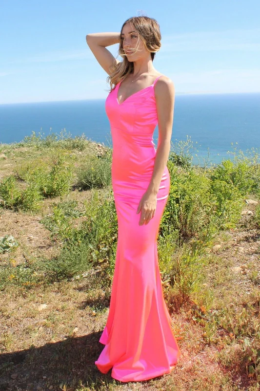 Overstock chic wrap dressNeon Fitted Satin Backless Spaghetti Straps Bodice Long Bridesmaid Dress CDSE016 Overstock chic wrap dressNeon Fitted Satin Backless Spaghetti Straps Bodice Long Bridesmaid Dress CDSE016