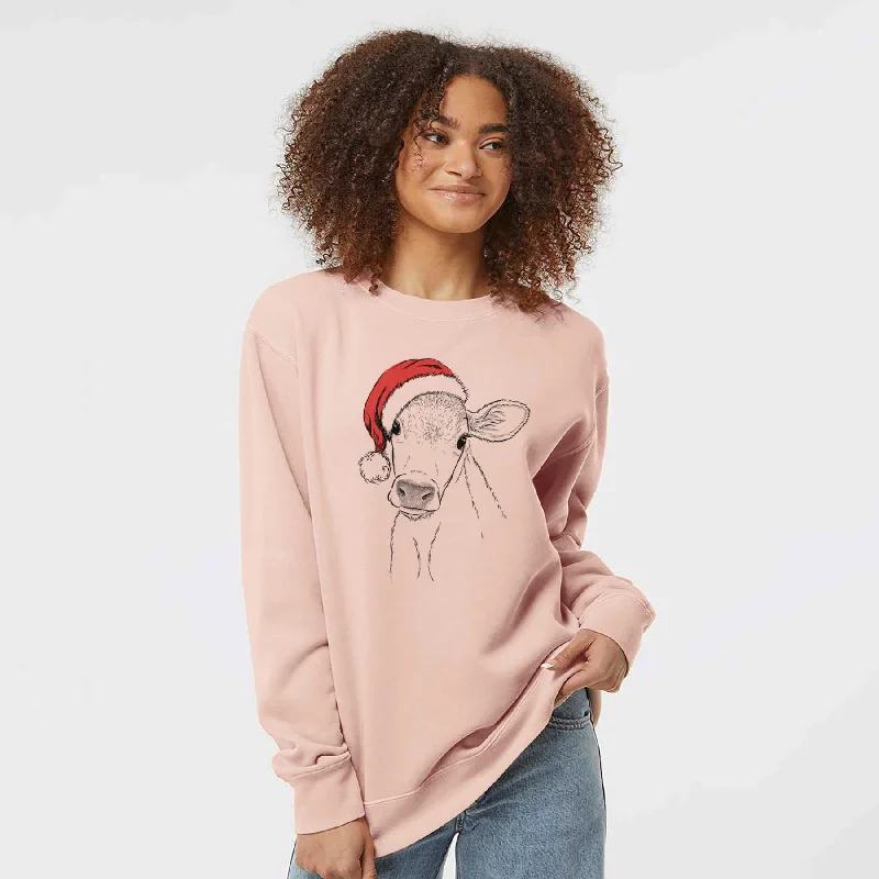Must-Have Deals high-end athletic hoodieSanta Malu the Cow - Unisex Pigment Dyed Crew Sweatshirt