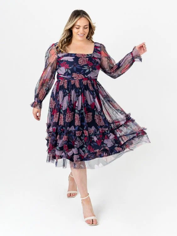Deal Mania trendy bodycon dressAnaya With Love Recycled Navy Floral Square Neck Ruffle Midi Dress Deal Mania trendy bodycon dressAnaya With Love Recycled Navy Floral Square Neck Ruffle Midi Dress