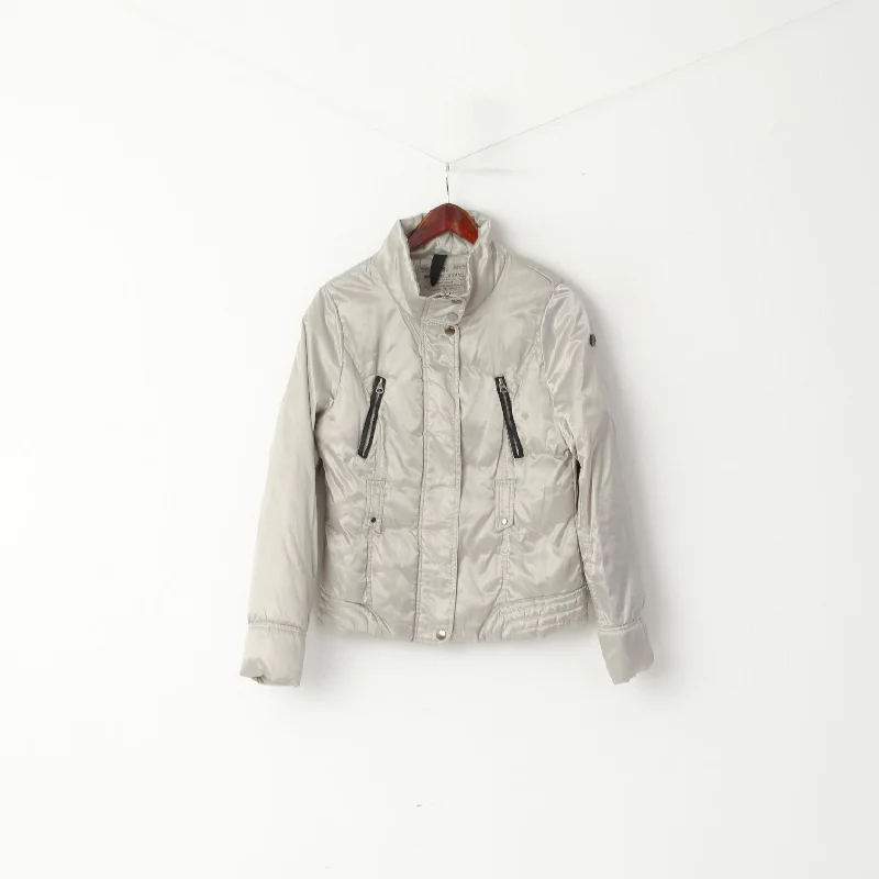 Exclusive Savings sleek and warm coatBroadway Women 38 M Jacket Silver Padded Shiny Full Zipper Casual Top