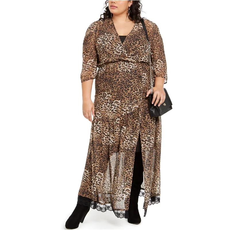 Unmissable Offer casual slip dressNY Collection Womens Leopard Slit Maxi Dress, Brown, 3X Unmissable Offer casual slip dressNY Collection Womens Leopard Slit Maxi Dress, Brown, 3X