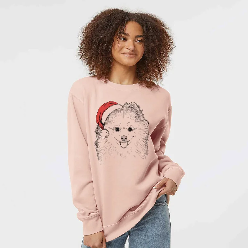 premium athletic sweatshirtSanta Piper Jo the Pomeranian - Unisex Pigment Dyed Crew Sweatshirt