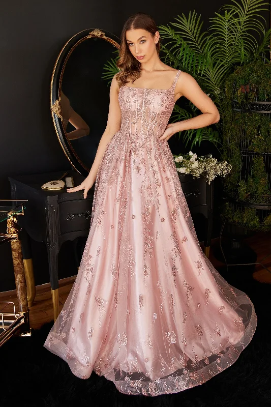 Midnight Sale boho dressGlitter Print Applique Sequined A-Line Straigt Across Open Back Long Prom & Bridesmaid Dress CDJ840