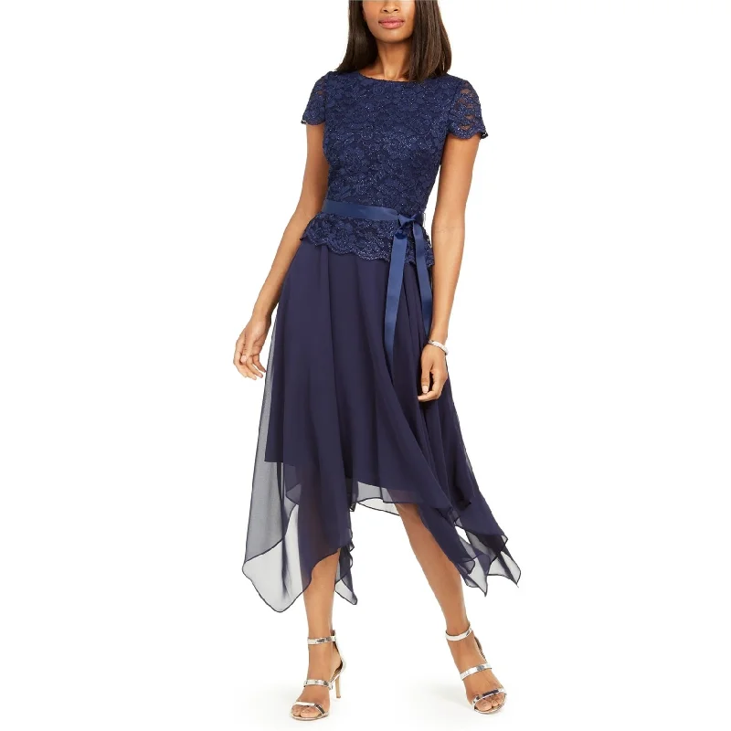 Today’s Deal velvet dressJessica Howard Womens Belted High-Low Dress, Blue, 8